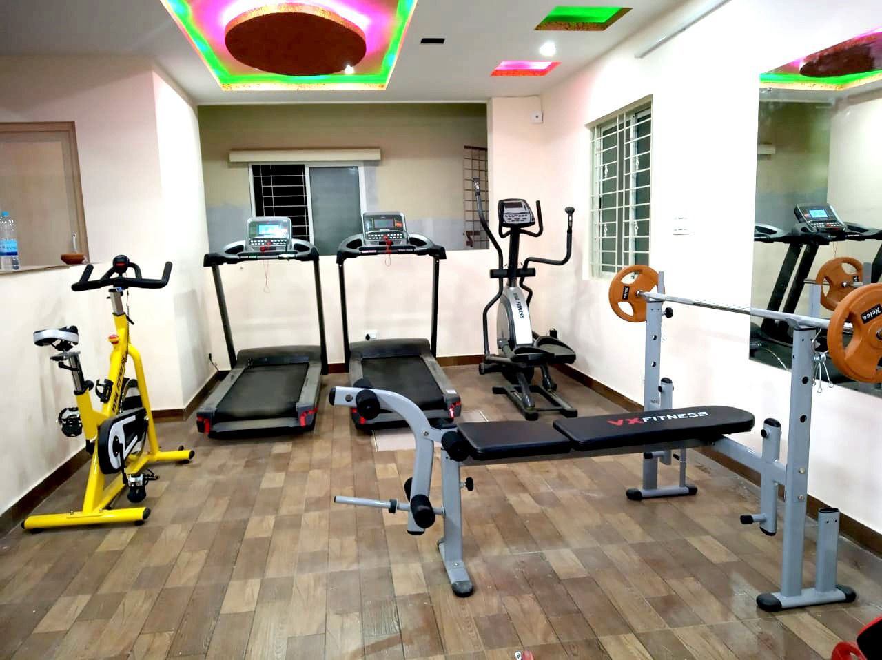 Gym with treadmills and cycles