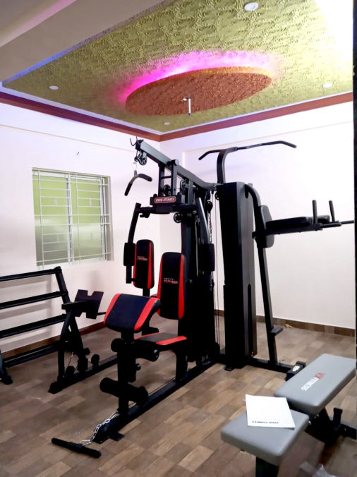 In-house gym with multi-station equipment